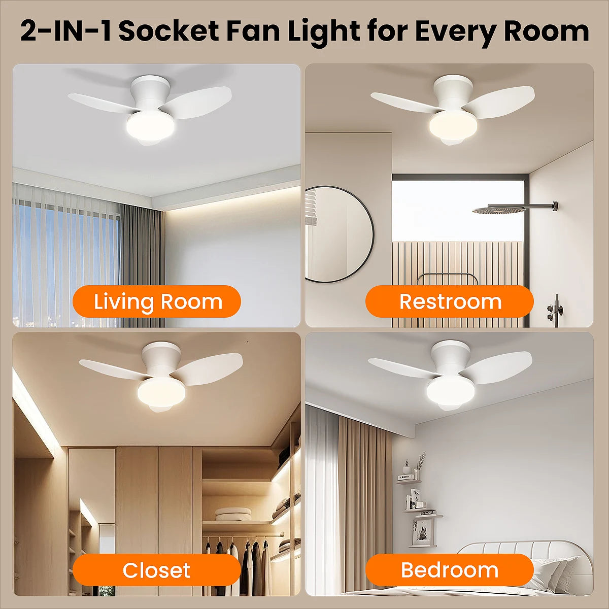Mexllex Three Leaf Ceiling Fan With Light Remote Dimmable LED