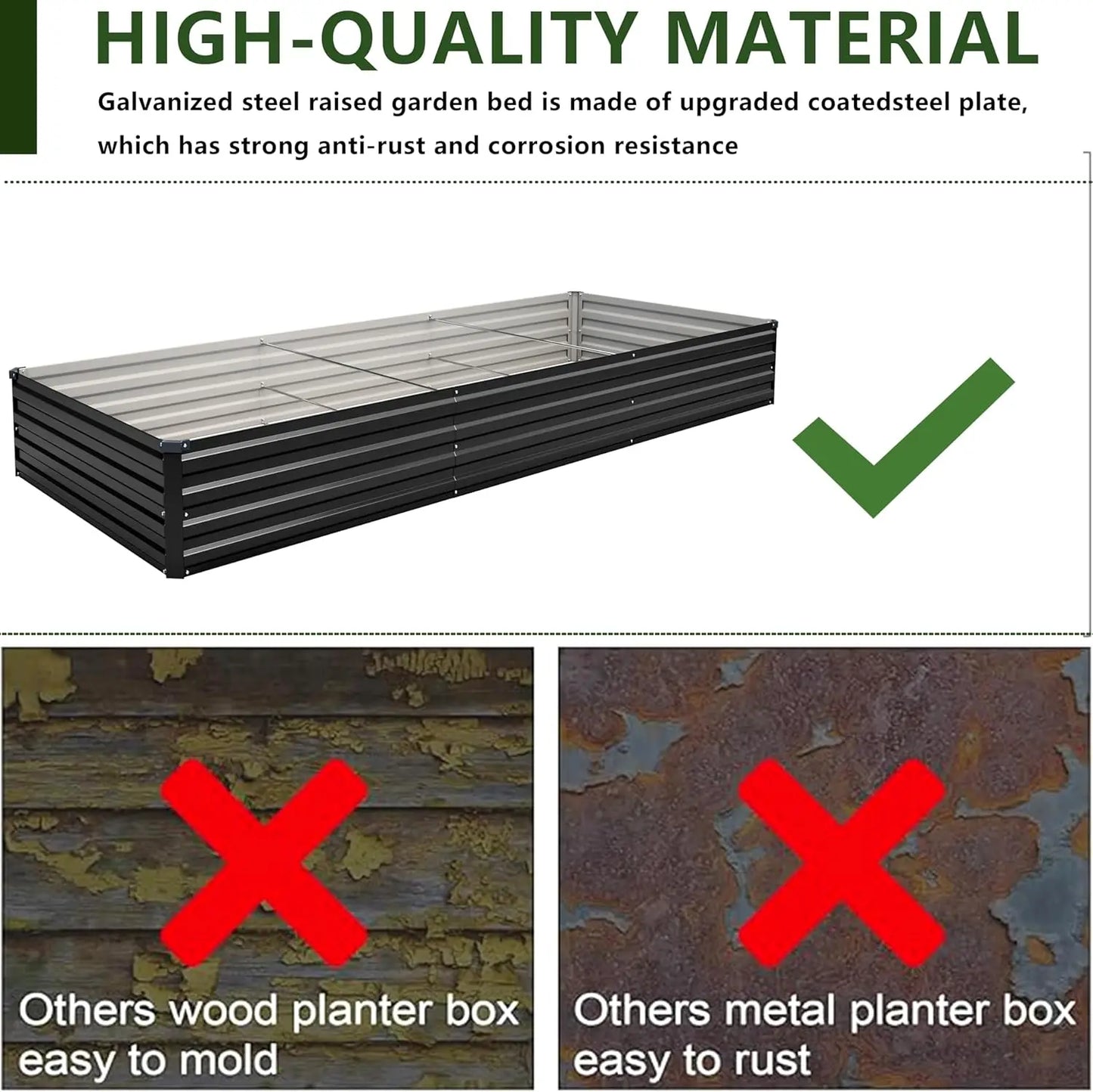 2-Pack Galvanized Steel Raised Garden Bed Kit For Vegetables