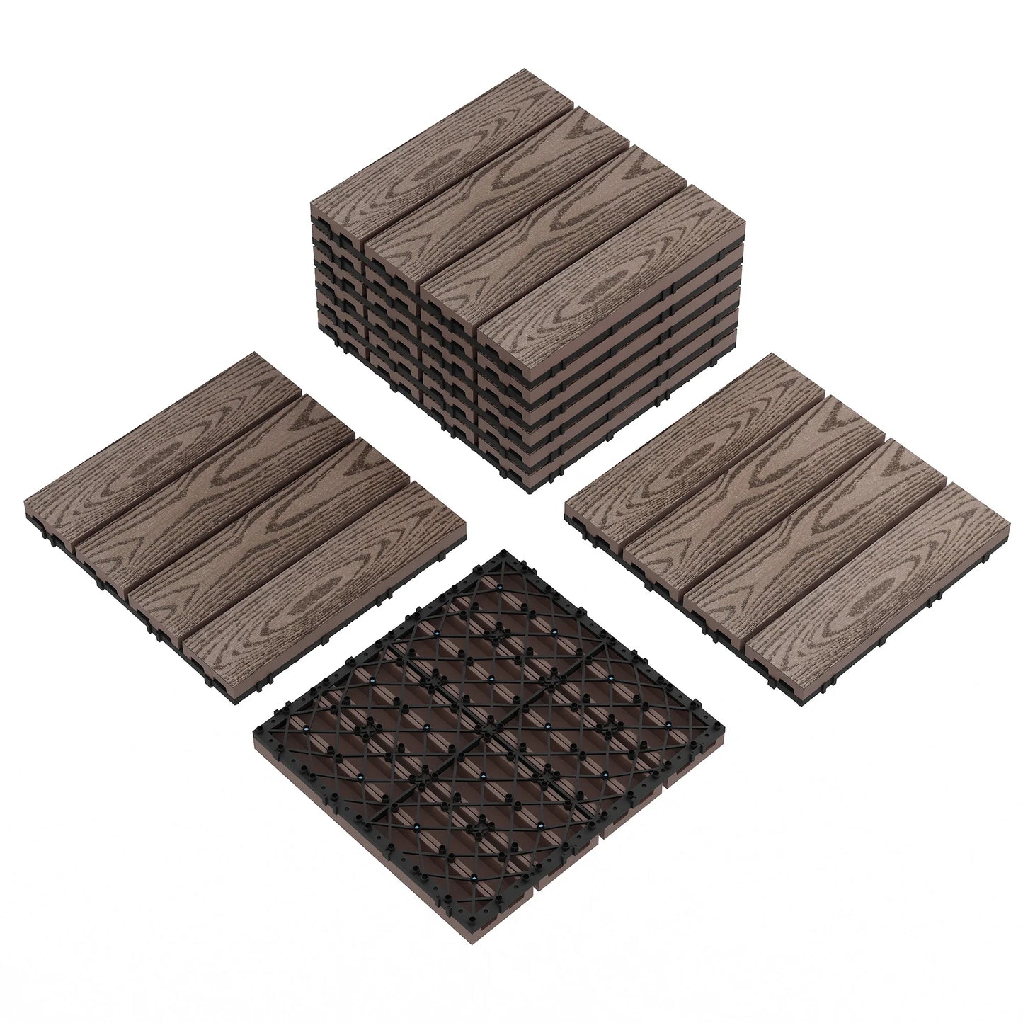 HiMISS Interconnected Composite Deck Tiles for All Weather Outdoor Use