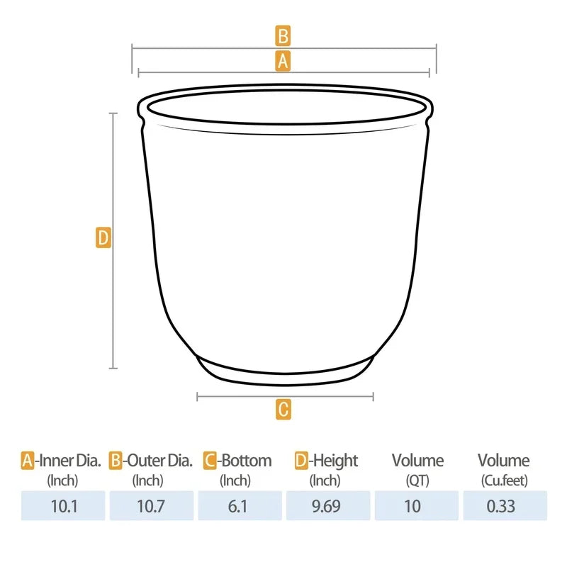 Round Planter Recycled Plastic With Drainage Holes Indoor Outdoor