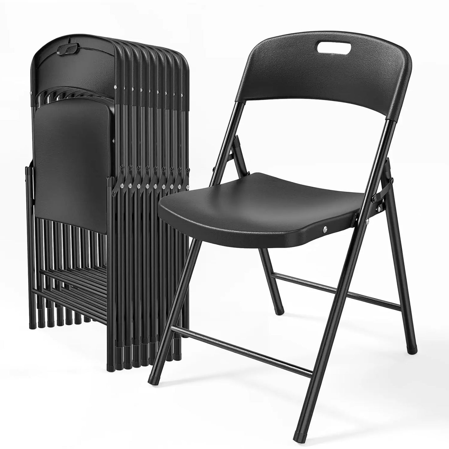White Plastic Folding Chairs Set With Metal Frame 10 Pack
