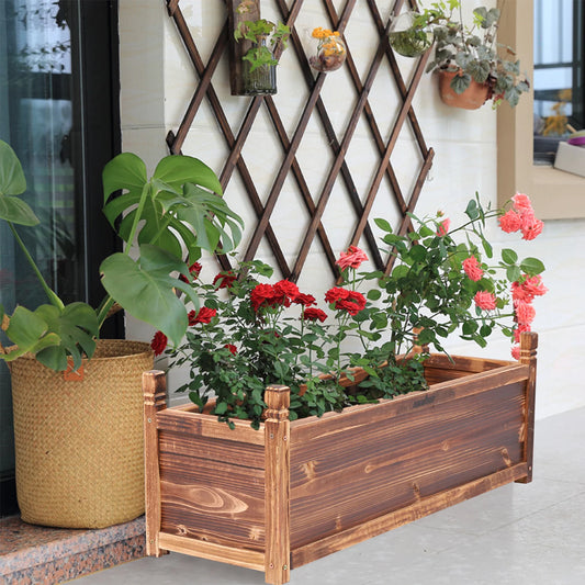 Raised Garden Bed Planter Window Mounted Wood Box For Plants