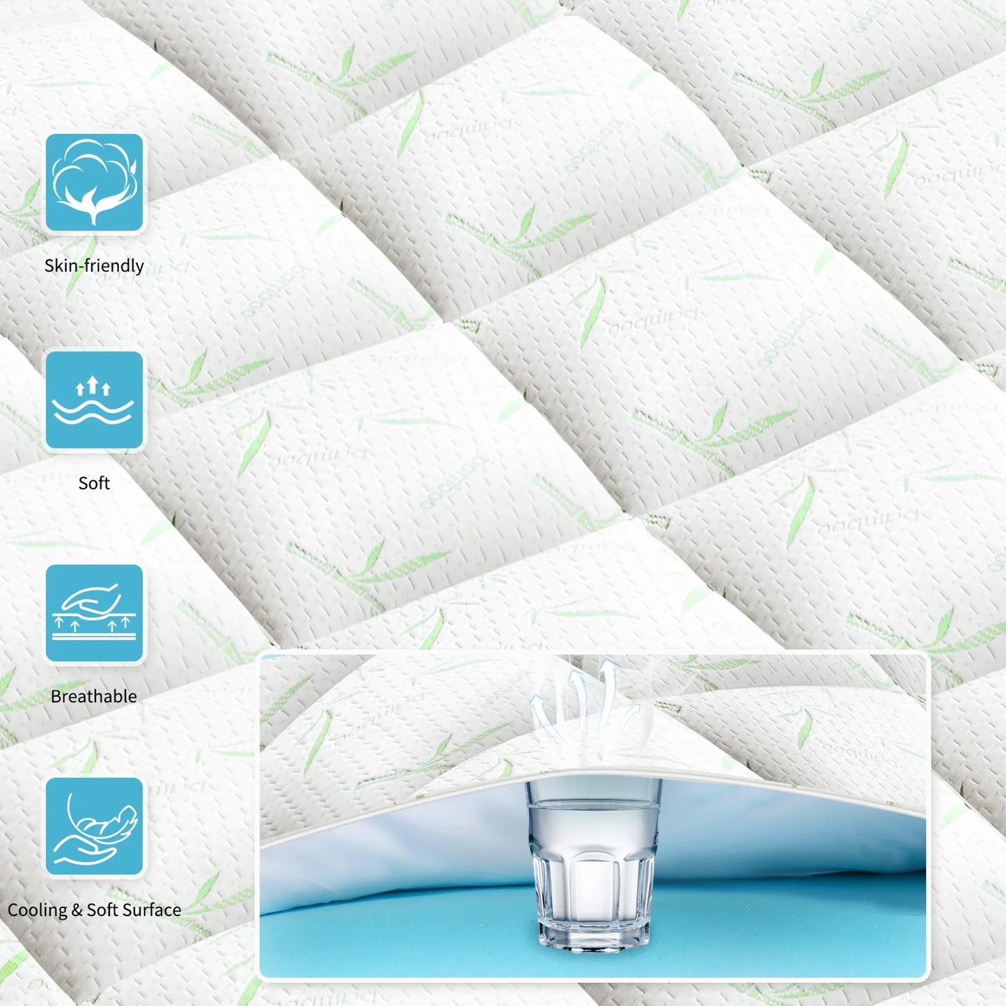 Jhk Dual Layer Gel Memory Foam Mattress Topper