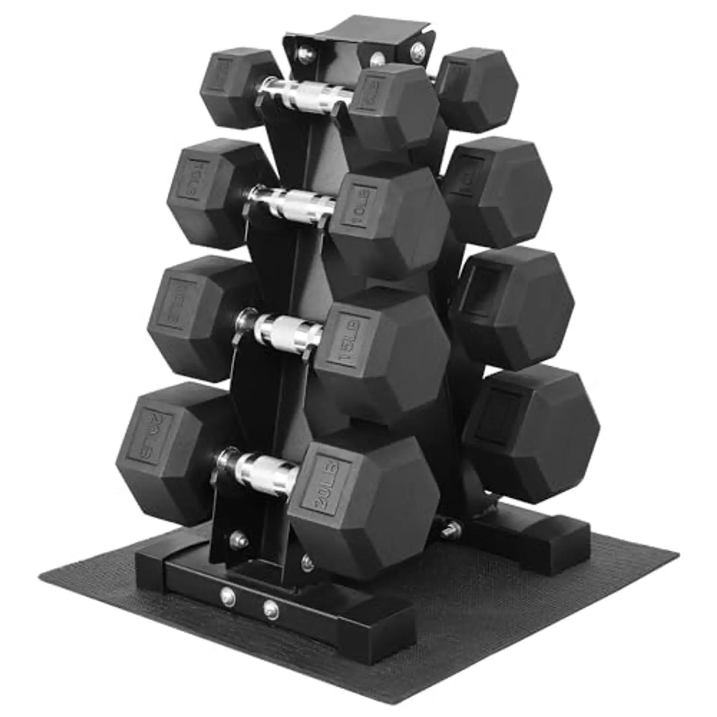 Dumbbell Set With Storage Rack And Rubber Coated Weights