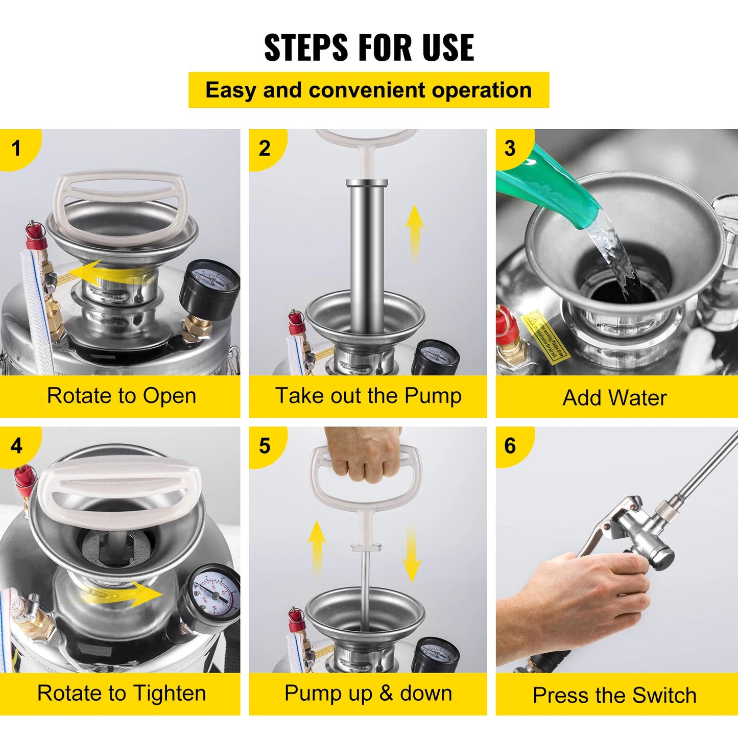 VEVOR Stainless Steel Hand Pump Sprayer for Garden and Cleaning