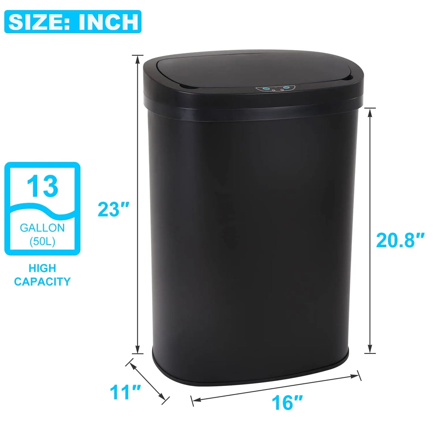 Stainless Steel Touchless Kitchen Trash Can With Lid