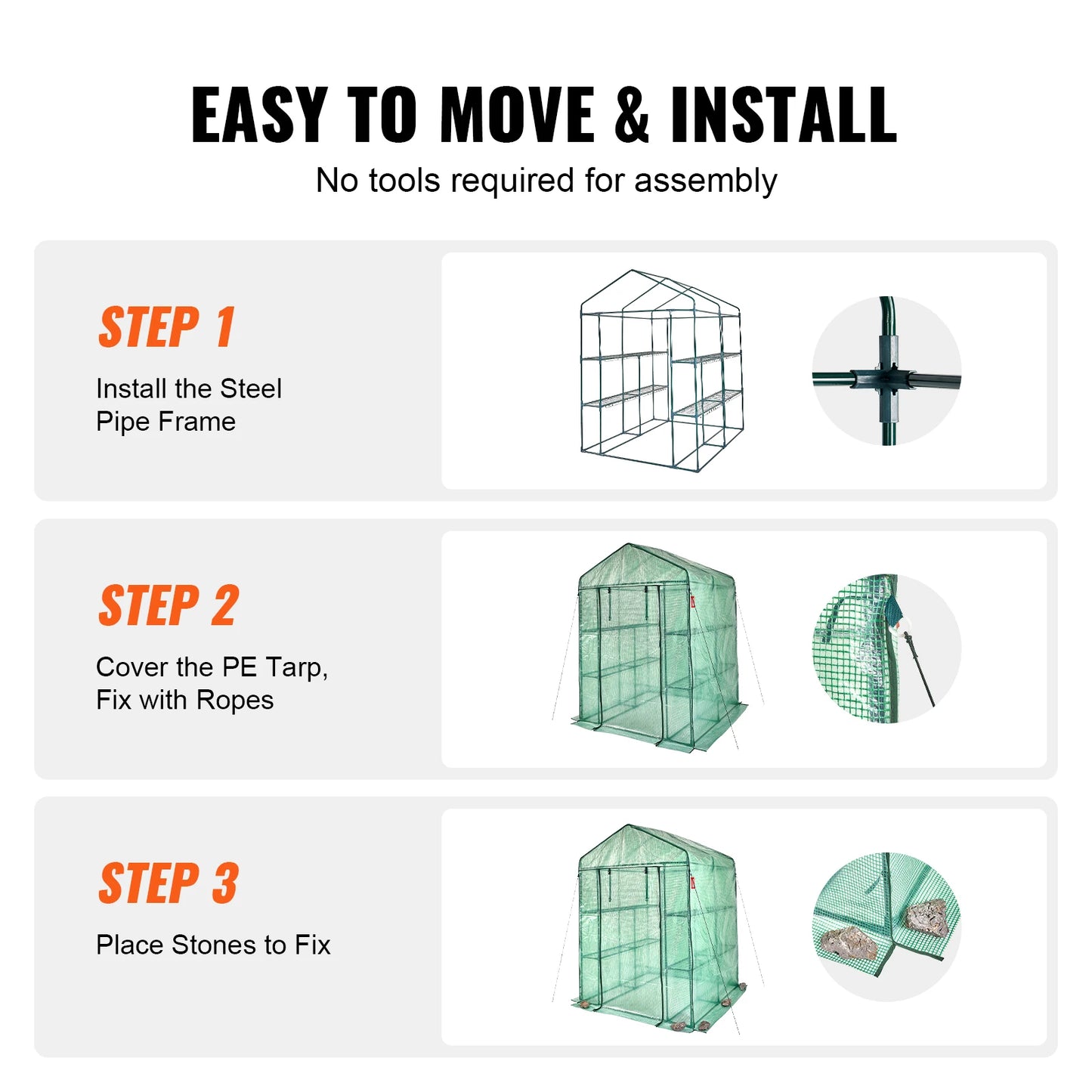 SucceBuy Walk-In Greenhouse With Shelves And Steel Frame