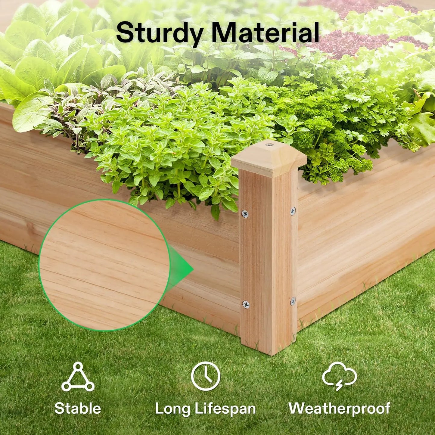 Wooden Three Tier Raised Garden Bed Outdoor Planter Box