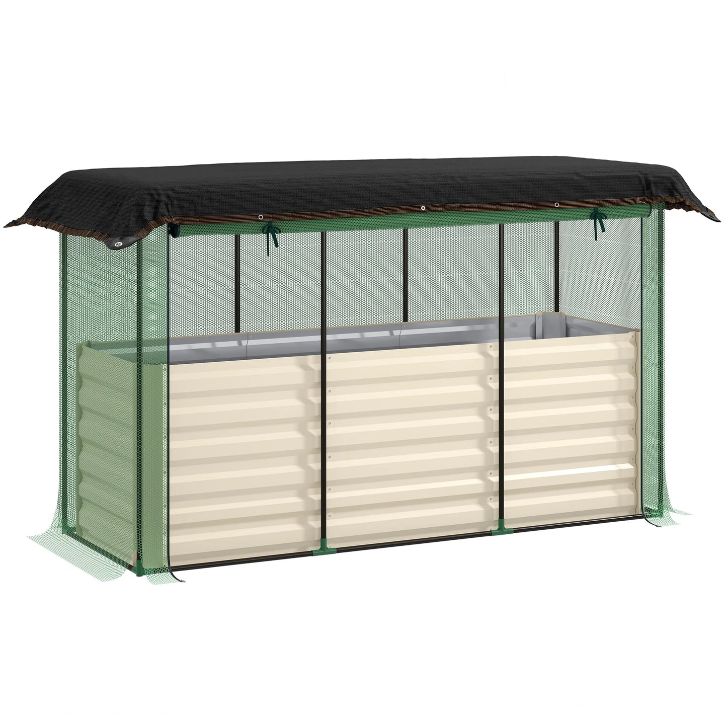 Outsunny Galvanized Raised Garden Bed With Crop Cage And Shade Cloth