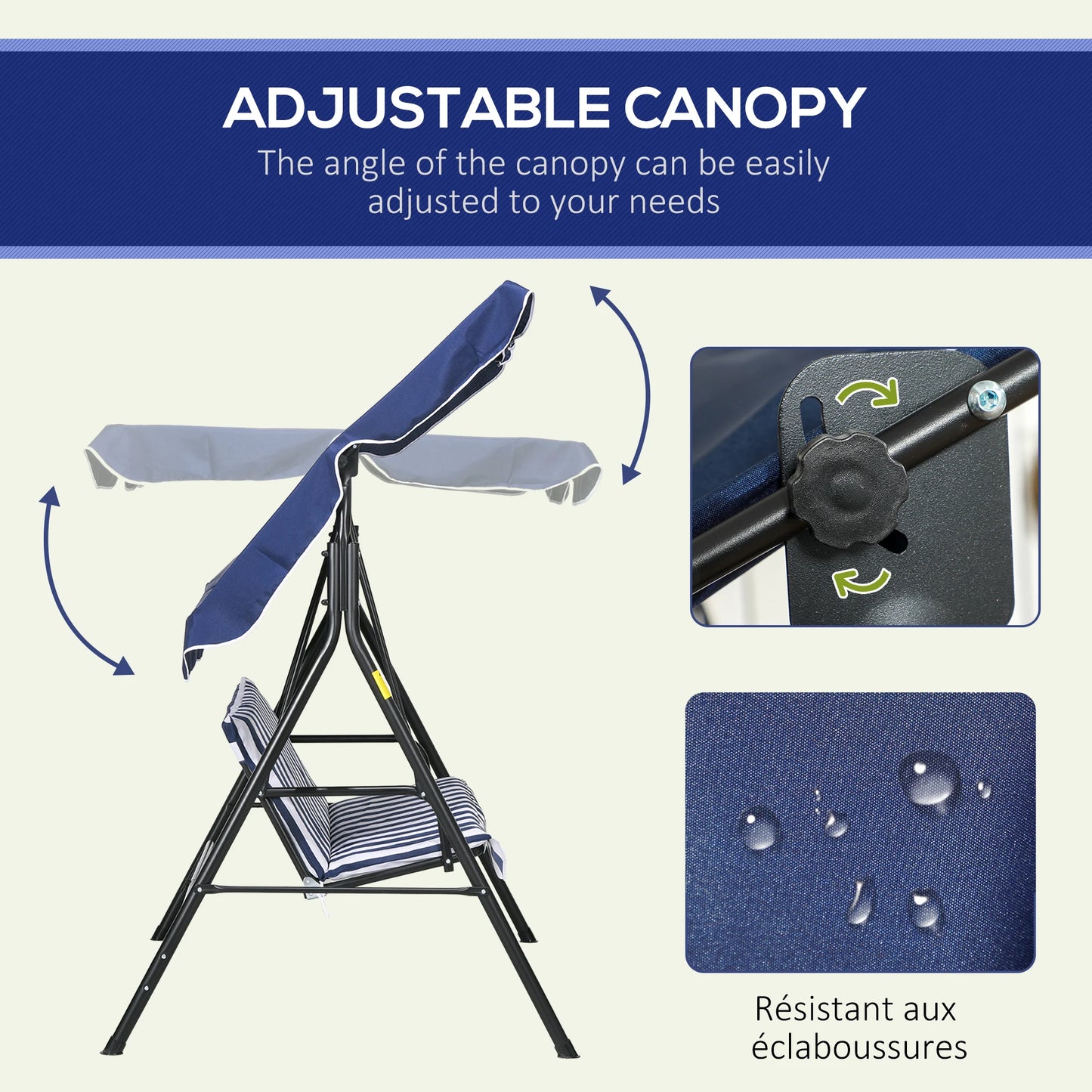 Outsunny Three Seat Porch Swing Hammock Bench With Canopy