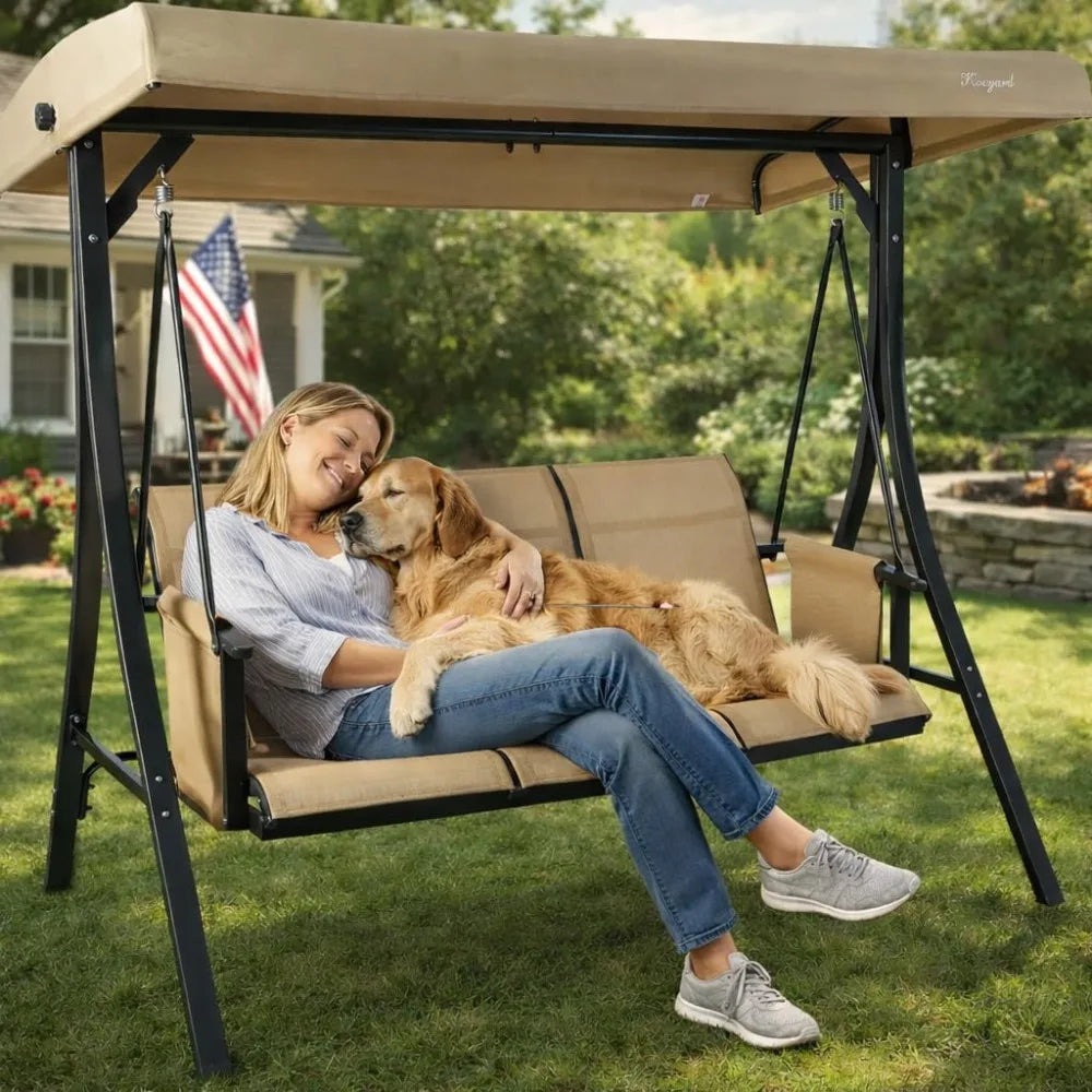 XIAOLANG Outdoor Porch Swing Glider With Adjustable Canopy