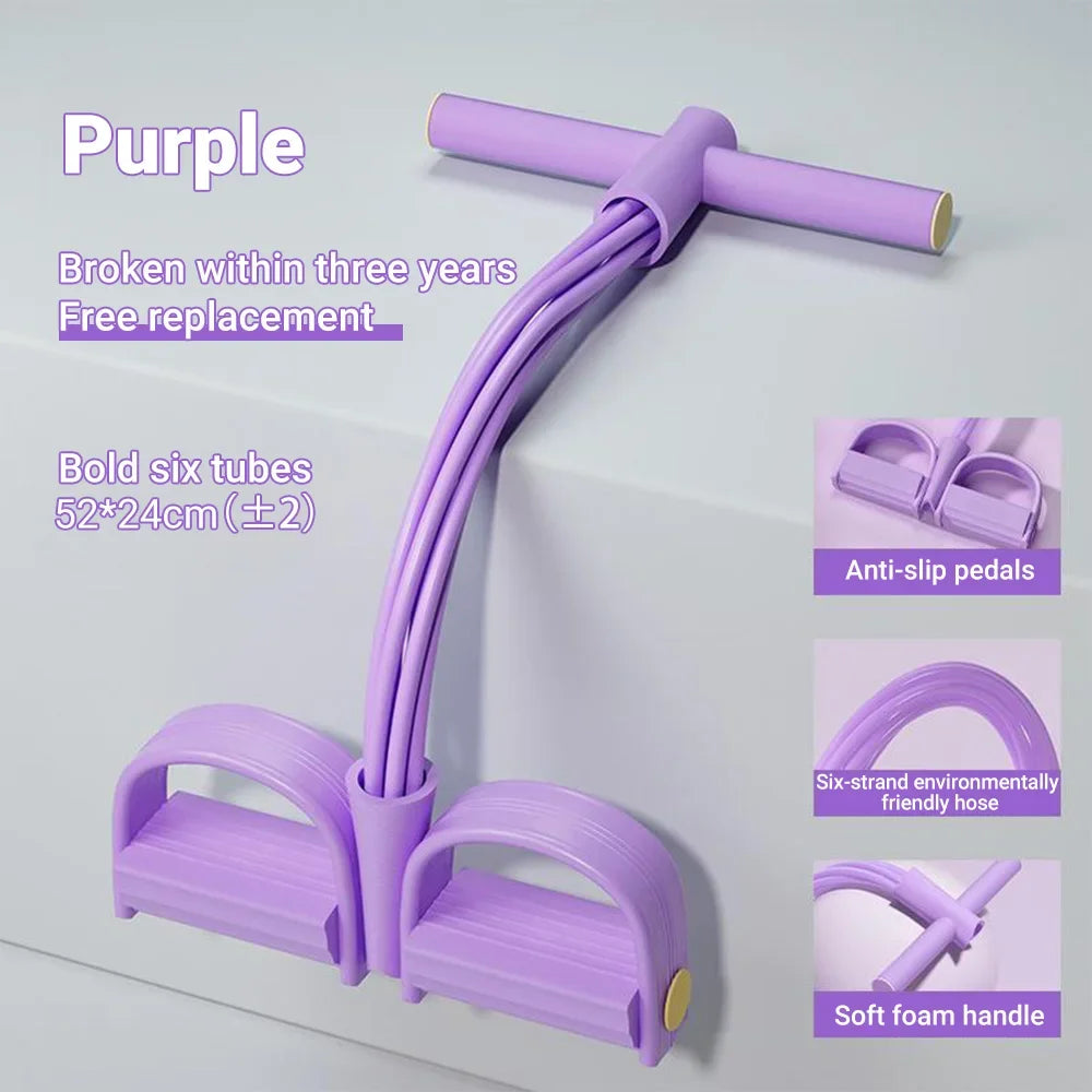 Six-Tube Resistance Band Set With Pedal Puller For Full Body
