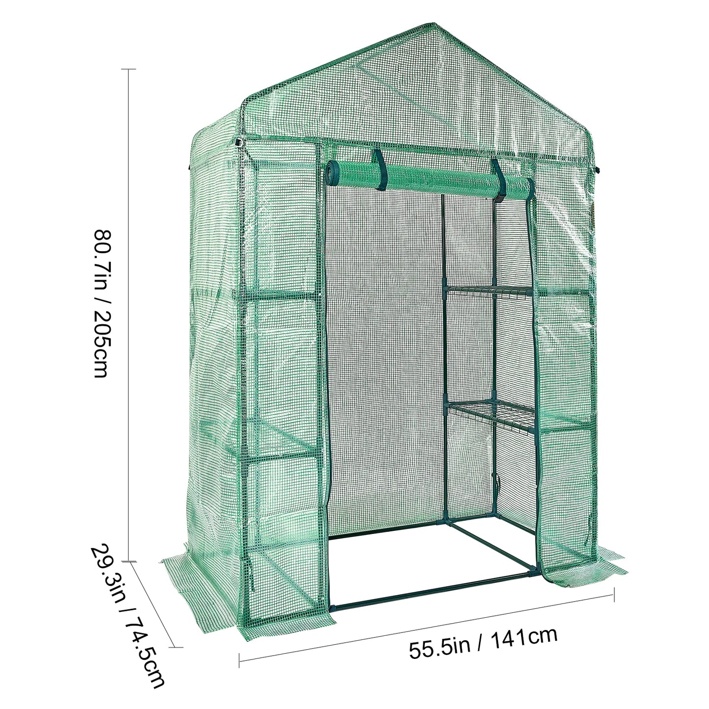 SucceBuy Walk-In Greenhouse With Shelves And Steel Frame