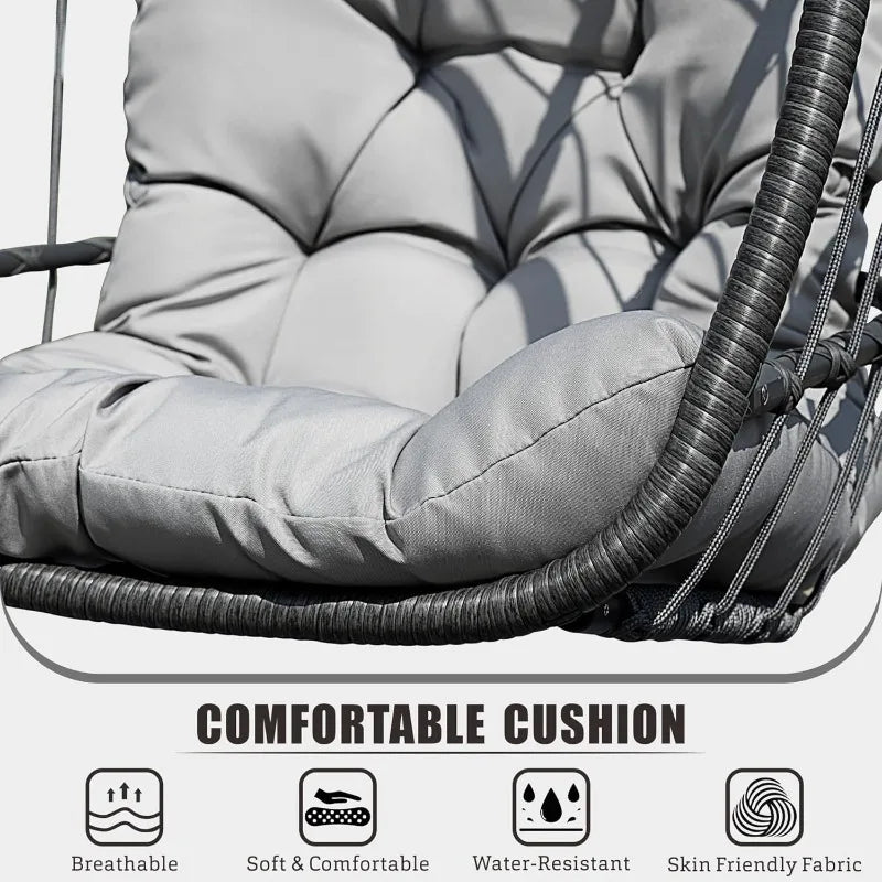 Egg Swing Chair With Stand And Cushion For Outdoor Patio
