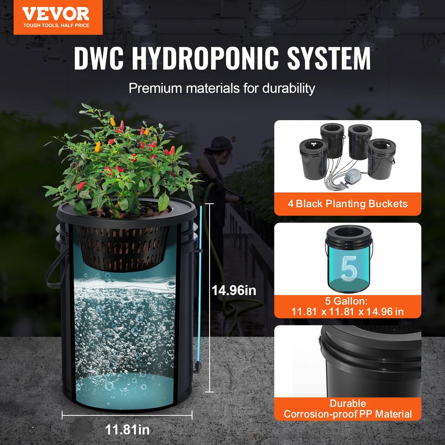 DWC Hydroponics Grow System With Top Drip Kit Air Pump