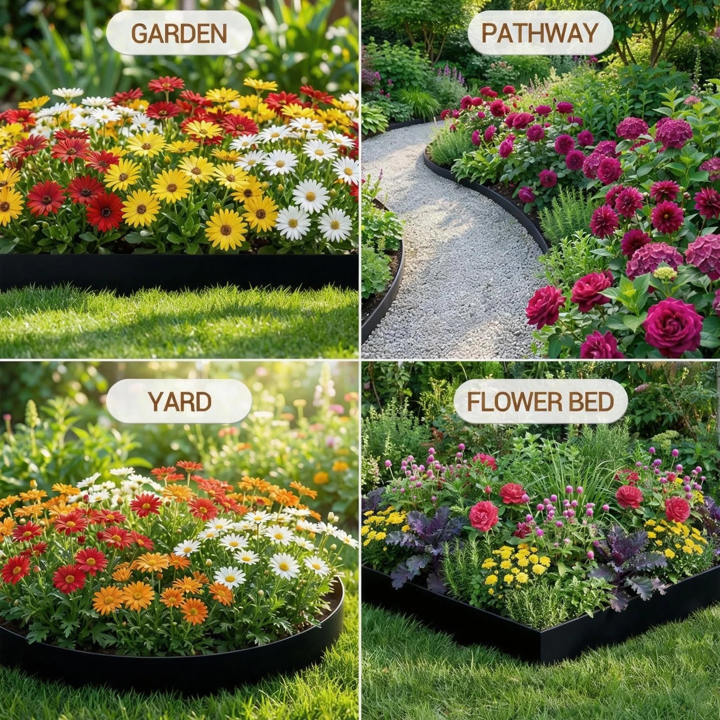 HiMISS Galvanized Steel Garden Edging Rust Resistant Border