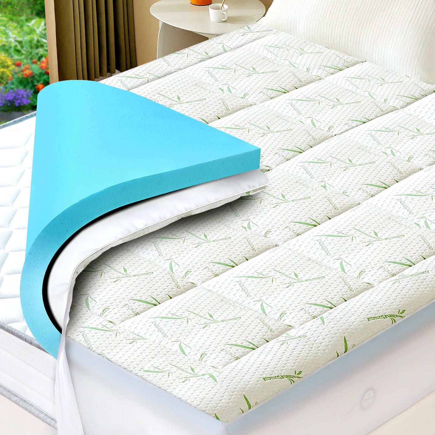 Jhk Dual Layer Gel Memory Foam Mattress Topper