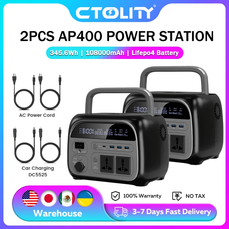 CTOLITY 500W Portable Power Station AP400 LiFePO4 Battery