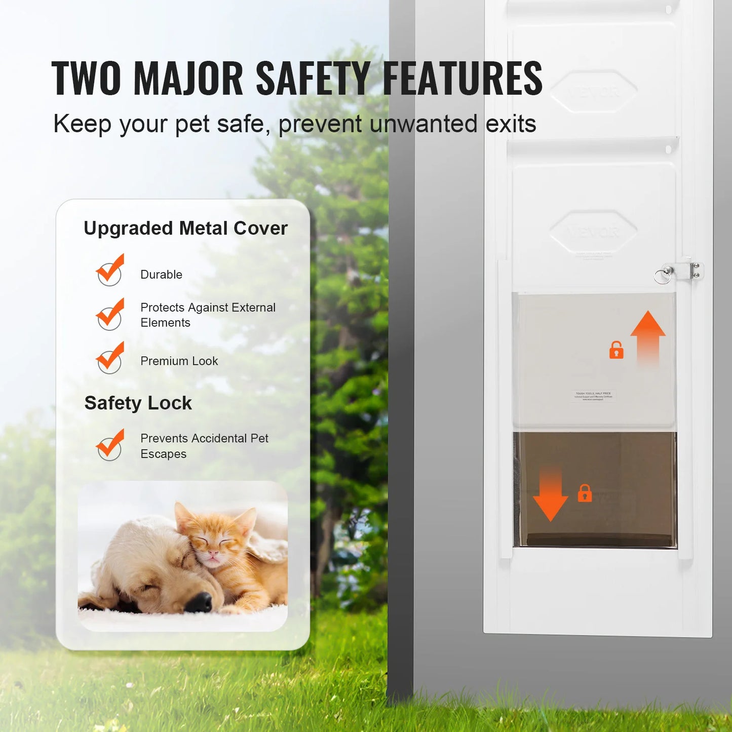 NONEDog Door For Sliding Glass Door Aluminum Frame Tempered Glass