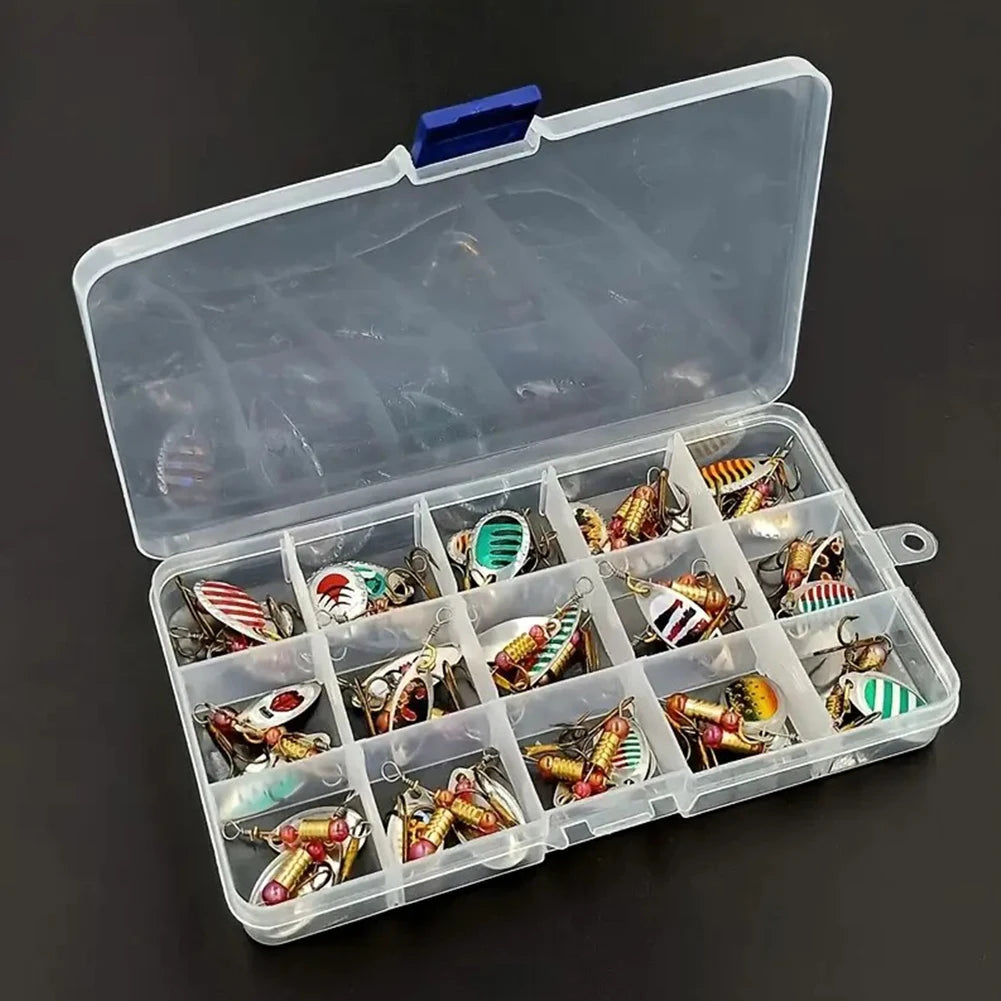 JOCESTYLE 30 Pieces Metal Spoon Spinner Lure With Treble Hooks