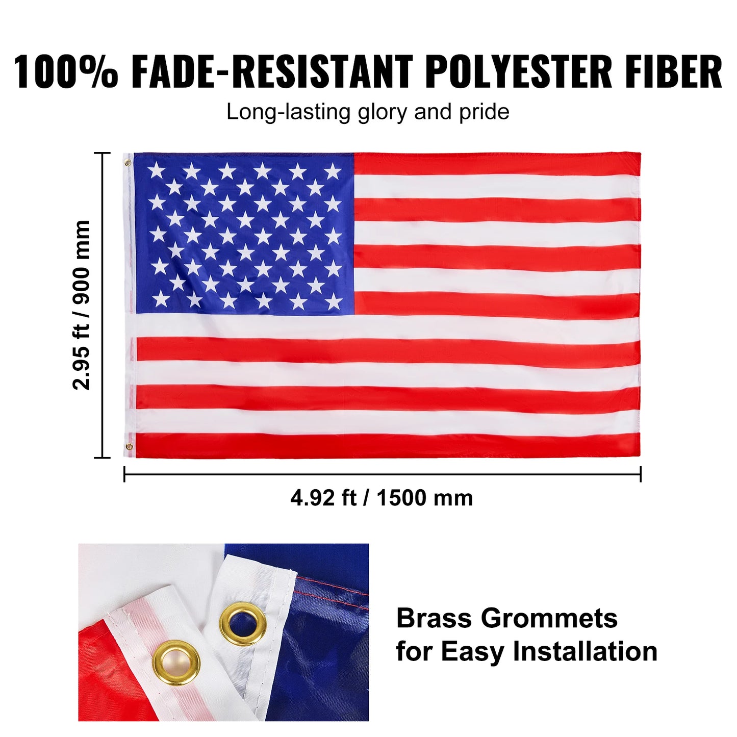 SucceBuy Heavy Duty Aluminum Flagpole Kit With American Flag