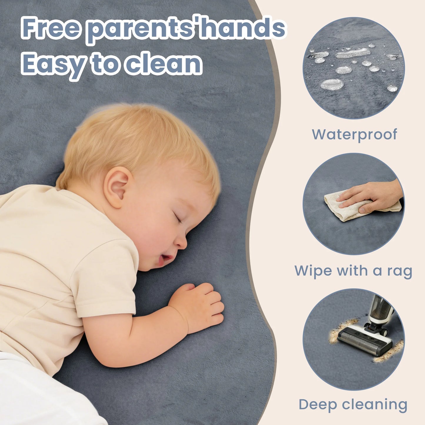 Huloo Sleep Baby Play Mat Memory Foam Non Slip Rug