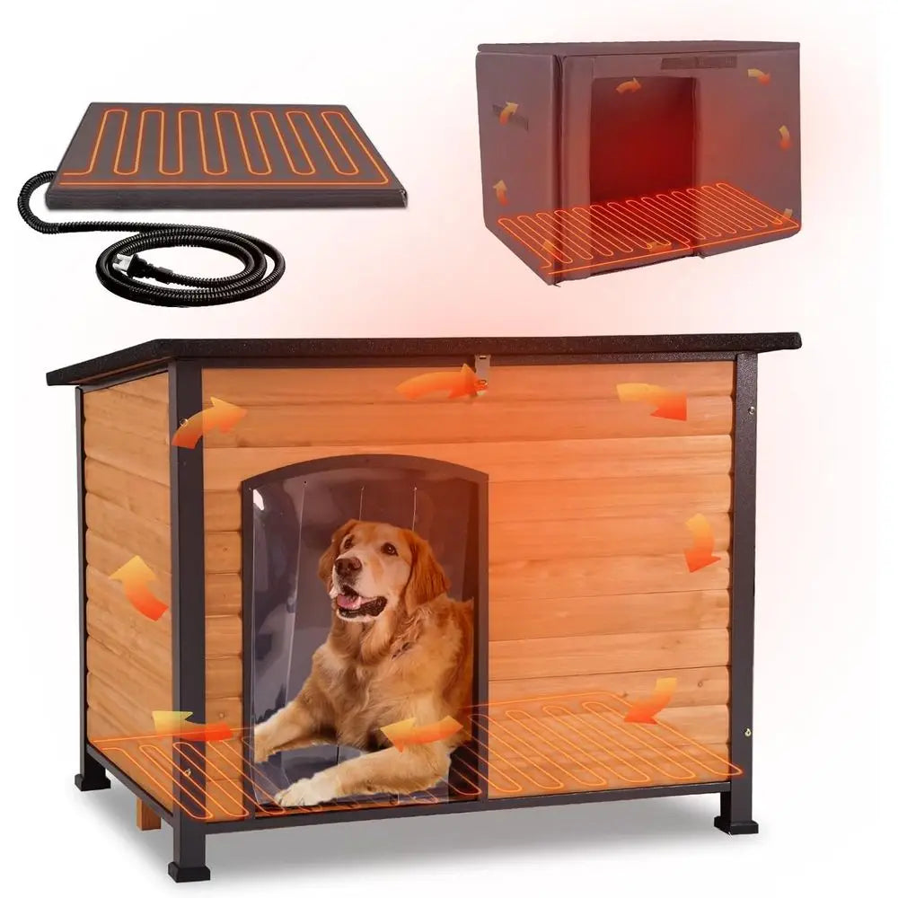 Heated Outdoor Insulated Dog House With Thermostat Heating Pad