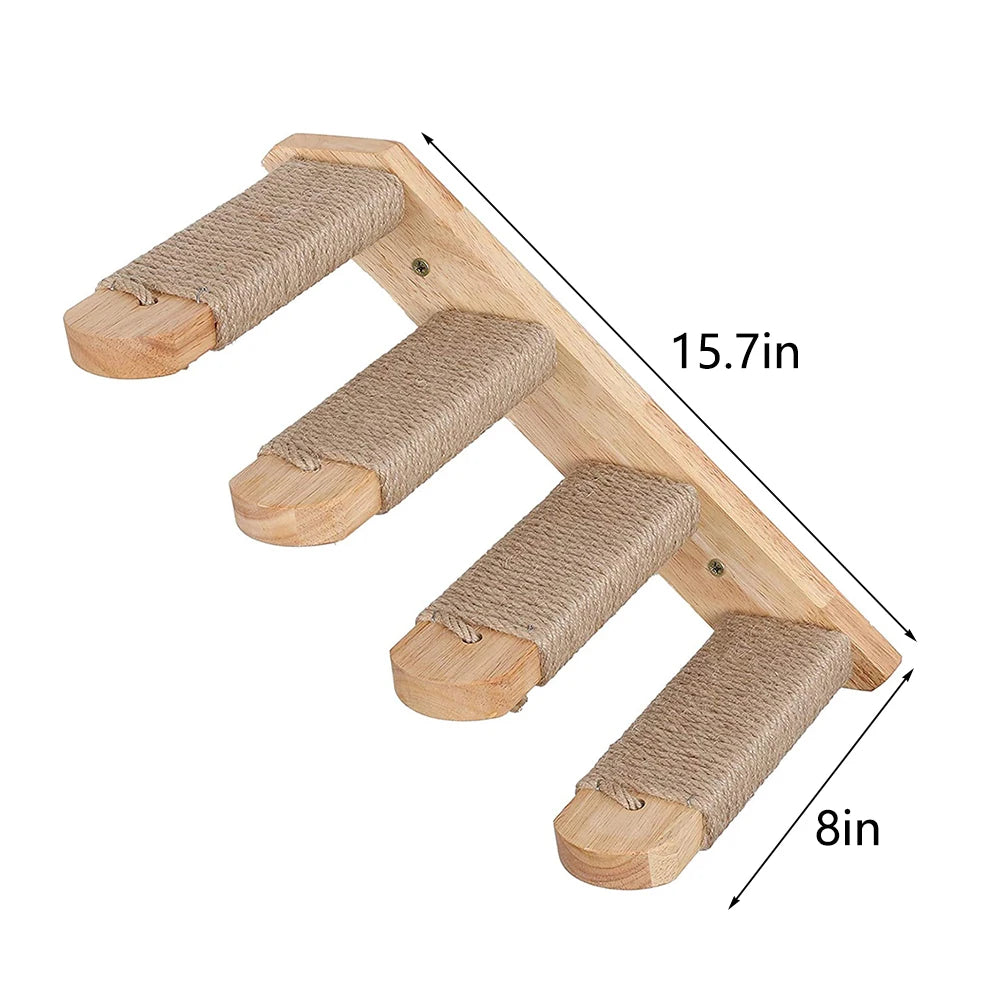 PETRAVELCN Cat Wall Mounted Four Step Climbing Shelf Sisal Post