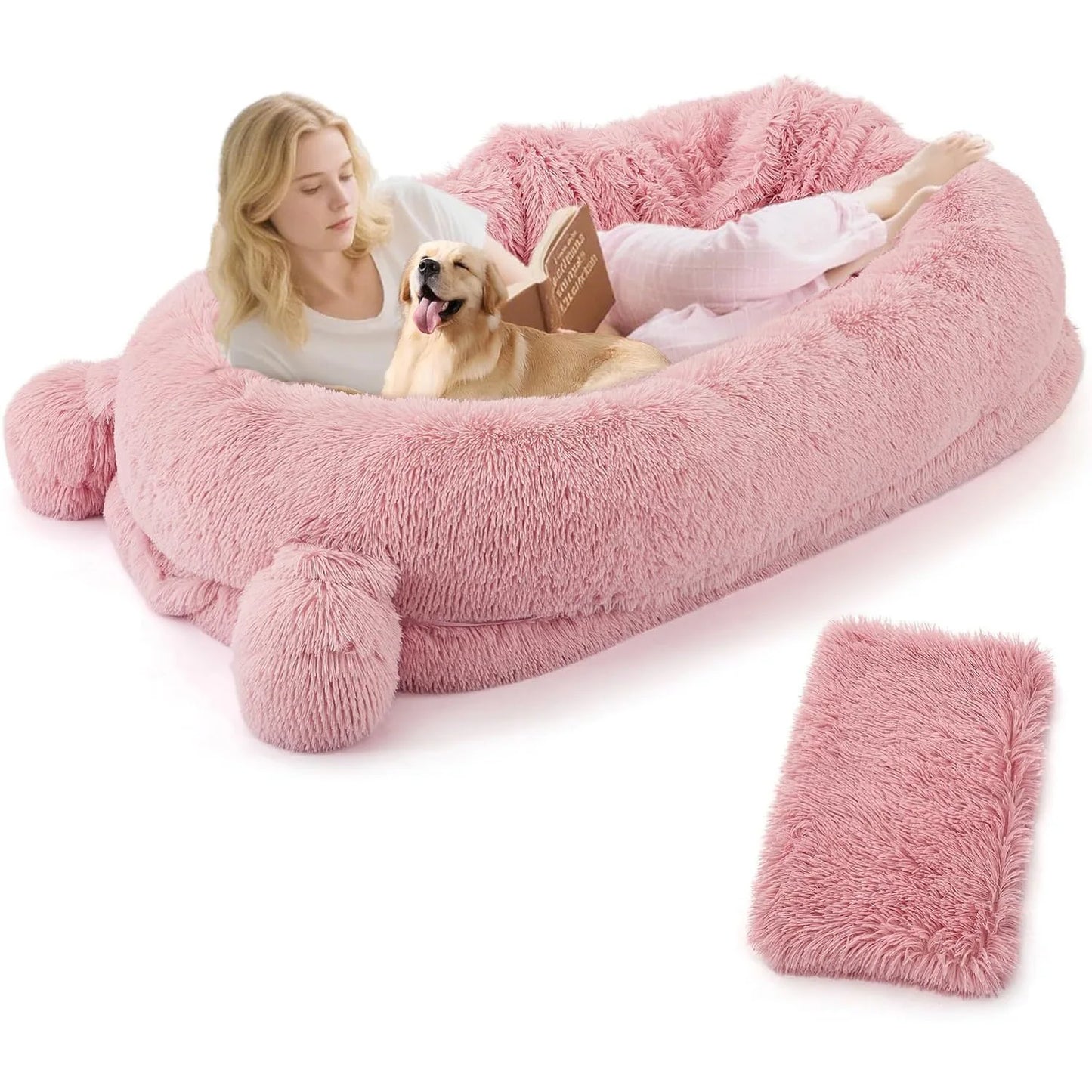 HiMISSCN Dog Bed With Removable Cover, Blanket, Pockets
