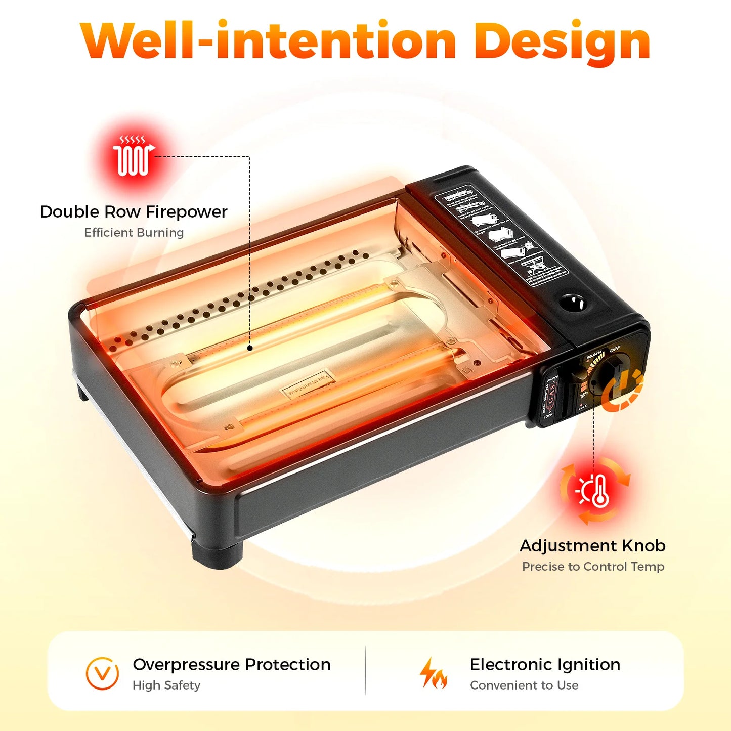 None Portable Gas Camping Stove With Ignition For Outdoors