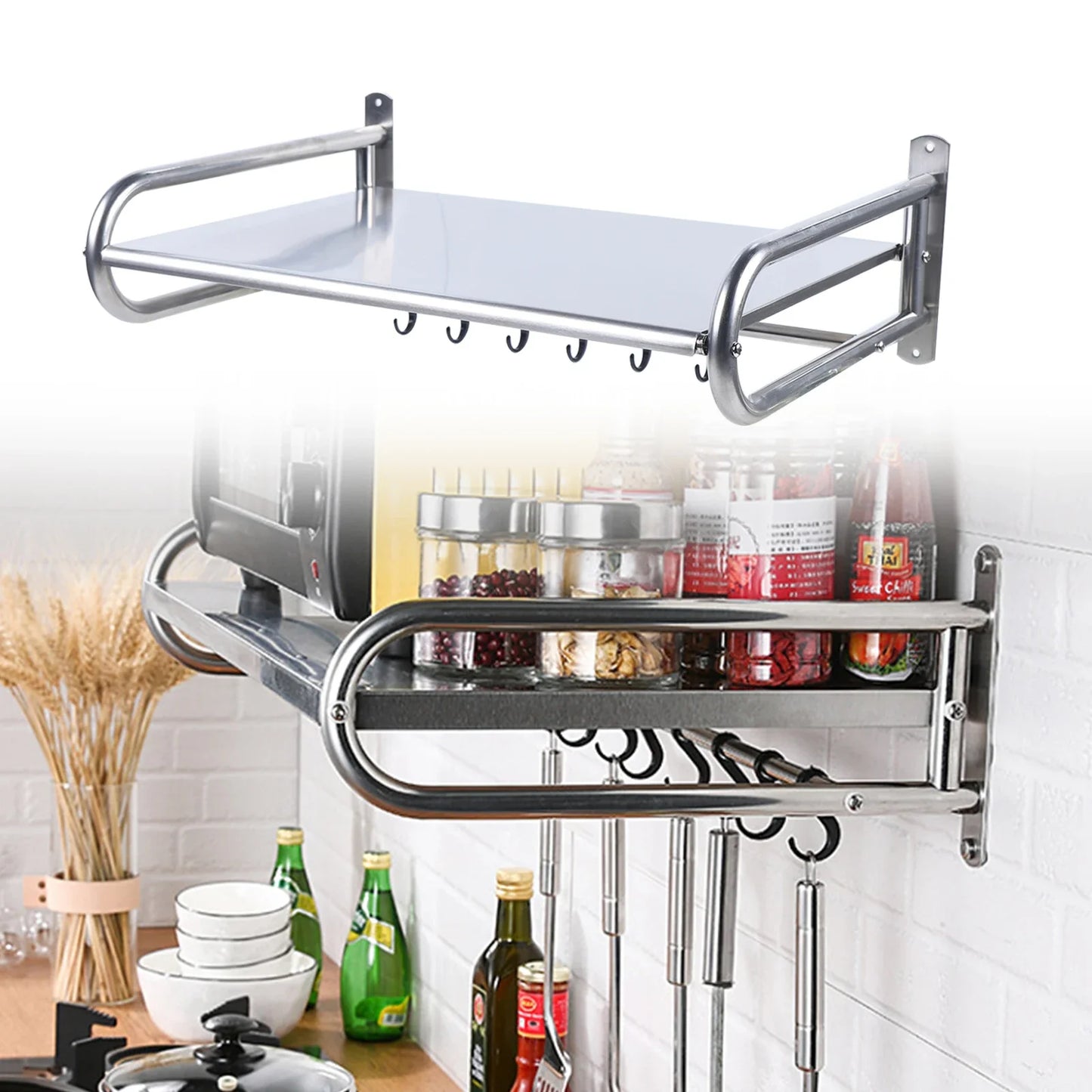 Stainless Steel Microwave Oven Wall Mount Rack Shelf