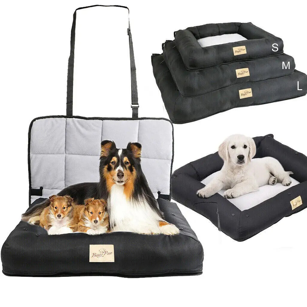BINGOPAW Waterproof Dog Car Seat Bed With Removable Pad Cover