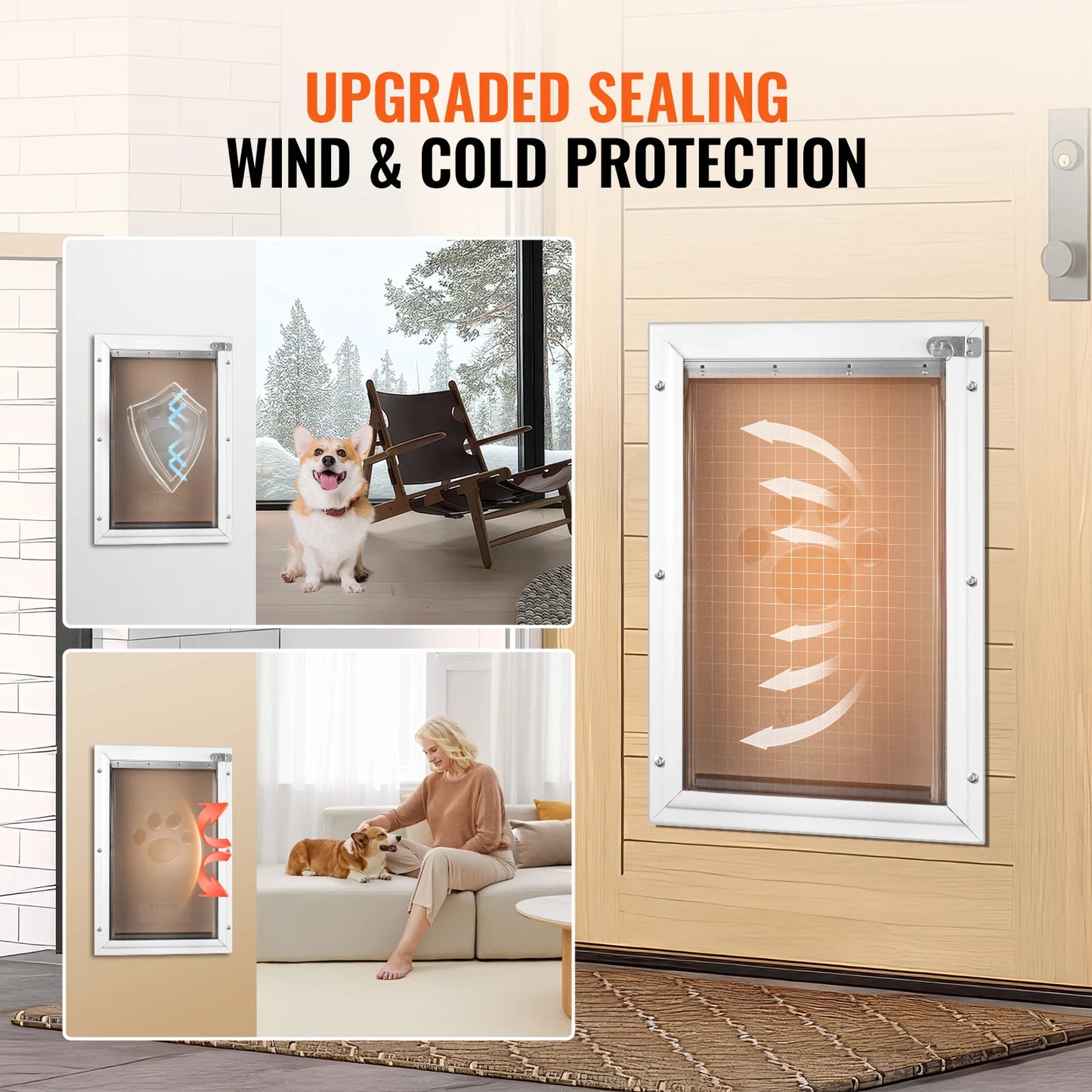 SucceBuy Pet Door Aluminum Frame Lock And Flap