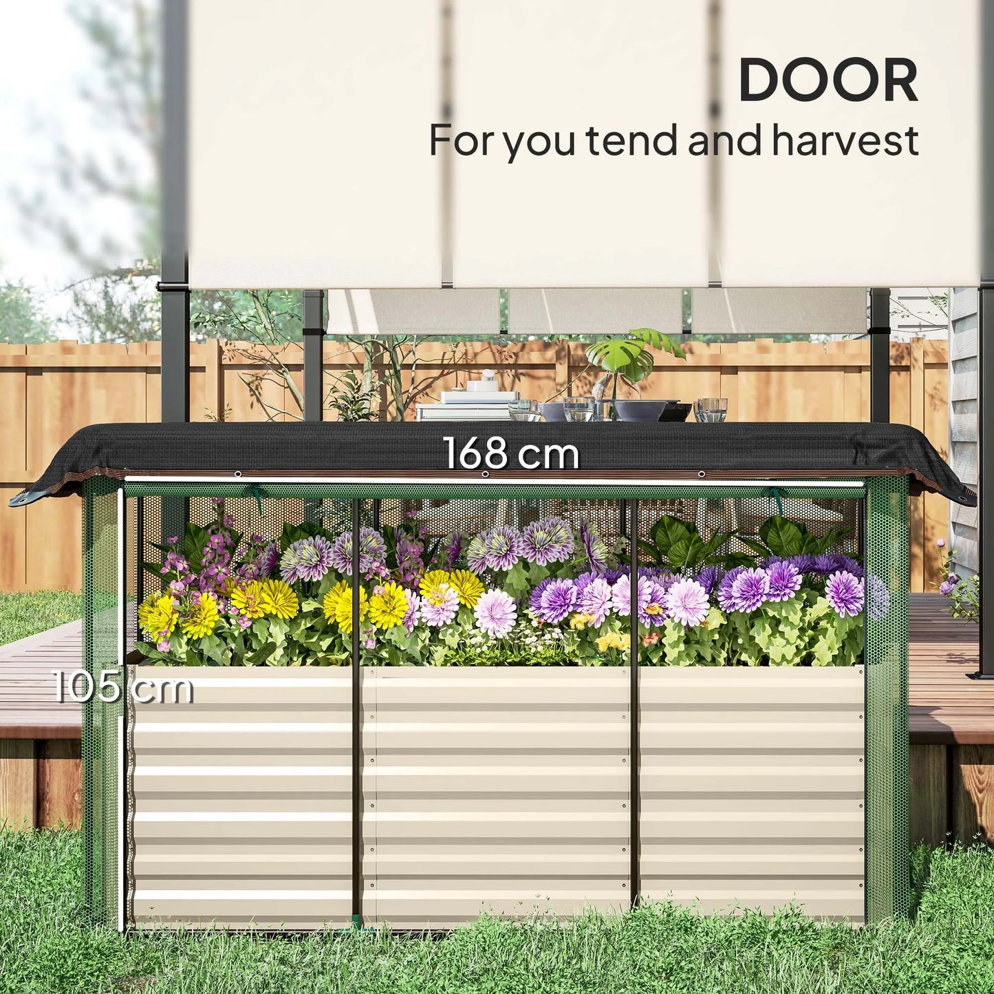 Outsunny Galvanized Raised Garden Bed With Crop Cage And Shade Cloth