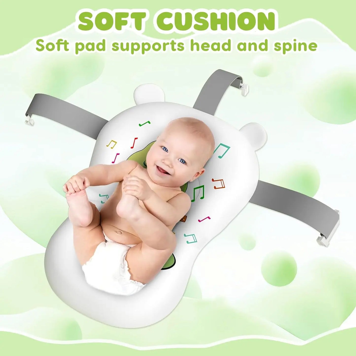 Foldable Baby Bath Tub With Cushion And Thermometer And Shower Cap And Brush
