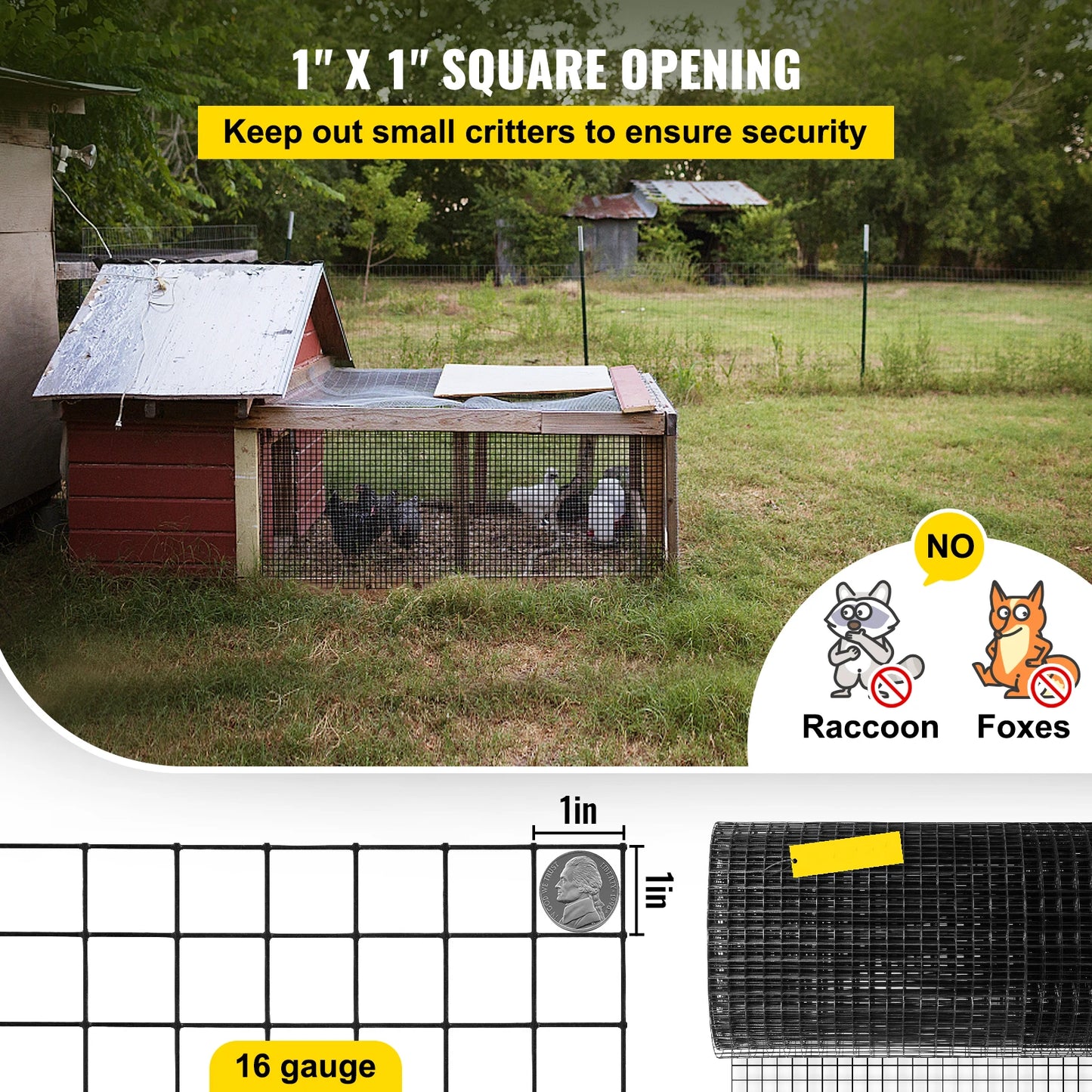 SucceBuy Welded Wire Fence Vinyl Coated Mesh For Poultry And Rabbits 16 Gauge