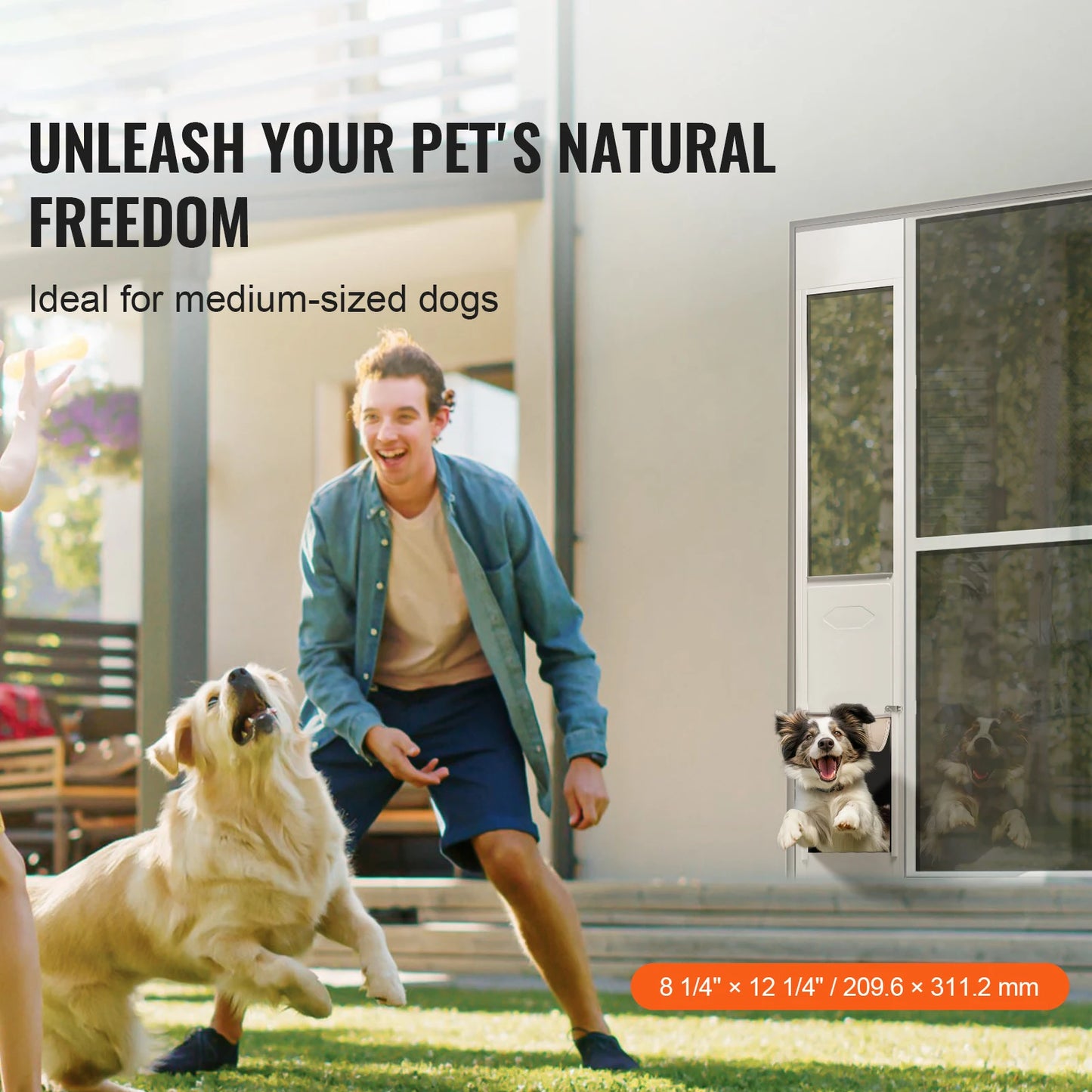 NONEDog Door For Sliding Glass Door Aluminum Frame Tempered Glass