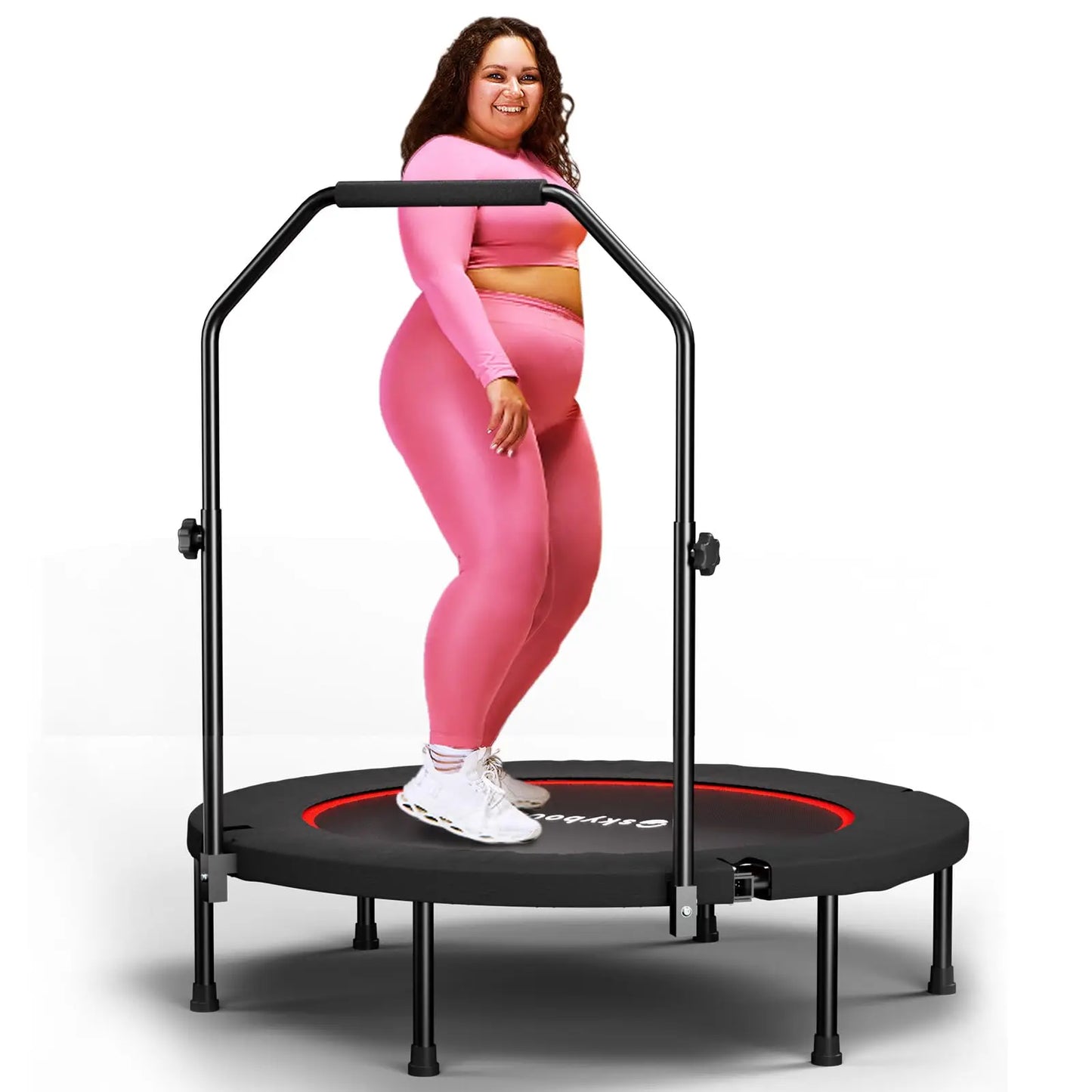 Rebounder Trampoline With Adjustable U Bar Handle 350 Lbs