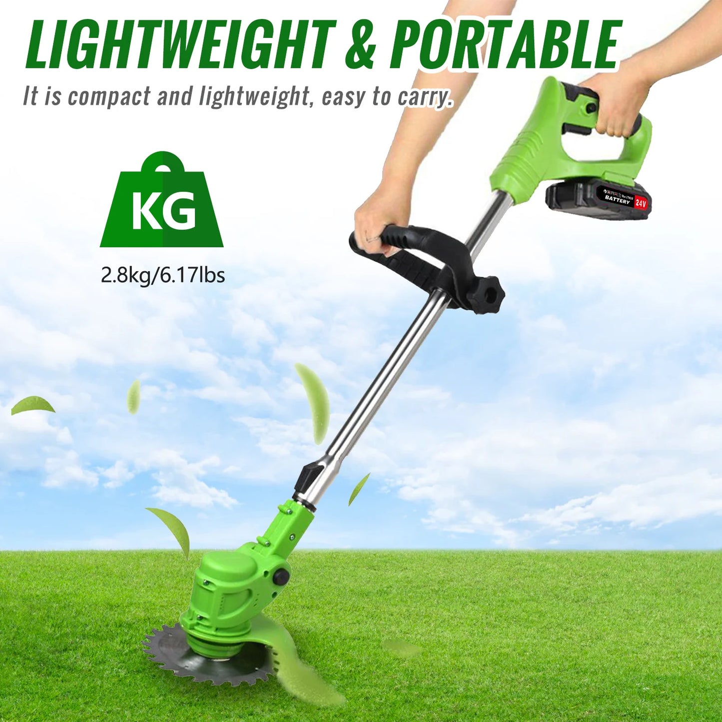 Cordless Electric Weed Trimmer 2 In 1 Grass Cutter Brushless Motor