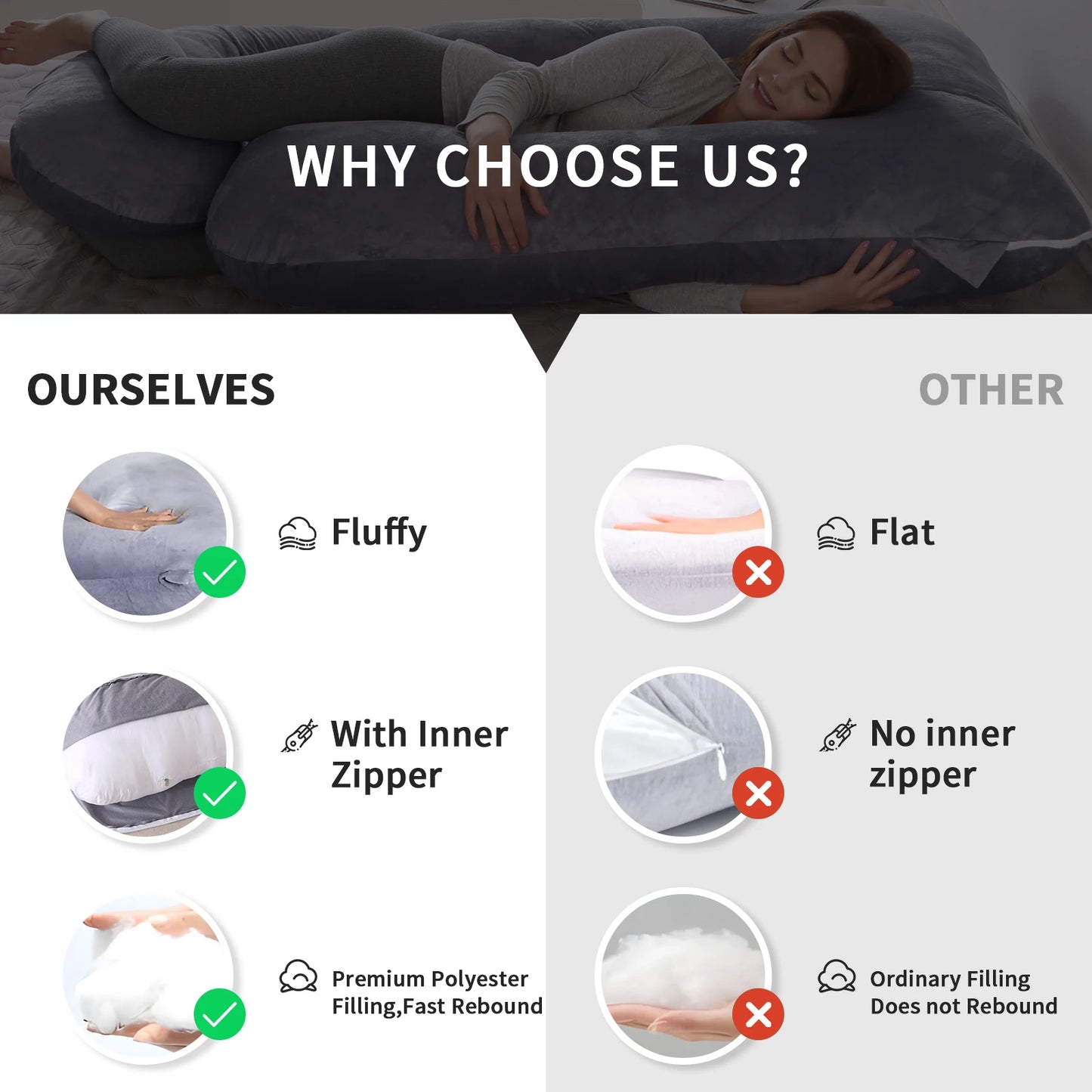 NONECN Pregnancy G-Shaped Full Body Maternity Pillow with Removable Cover