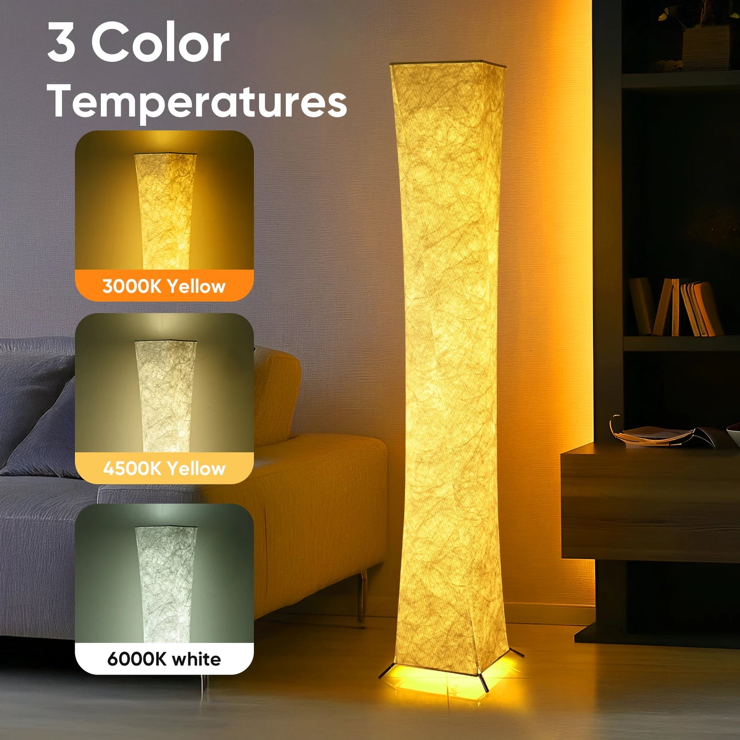 Soft Light Floor Lamp Modern Slim Design 3000K LED Shade