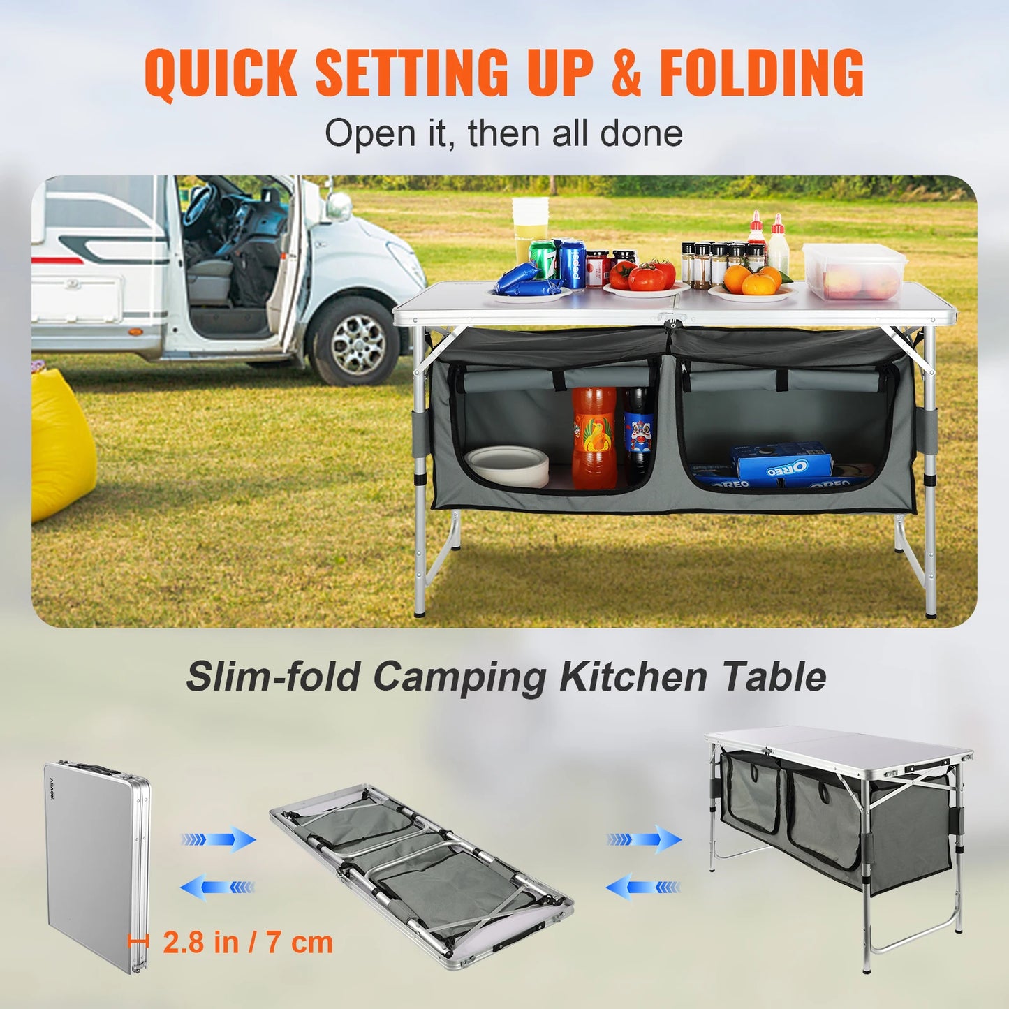 VEVOR Folding Camping Kitchen Table For Outdoor Cooking And BBQ