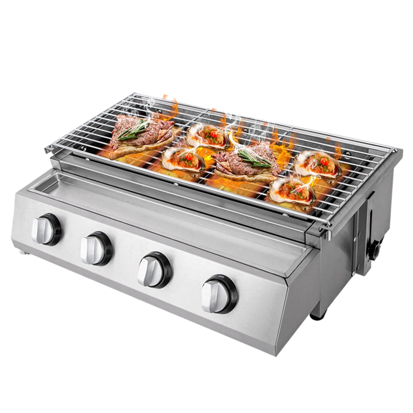 Portable 4-Burner Smokeless Stainless Steel Tabletop Propane Grill