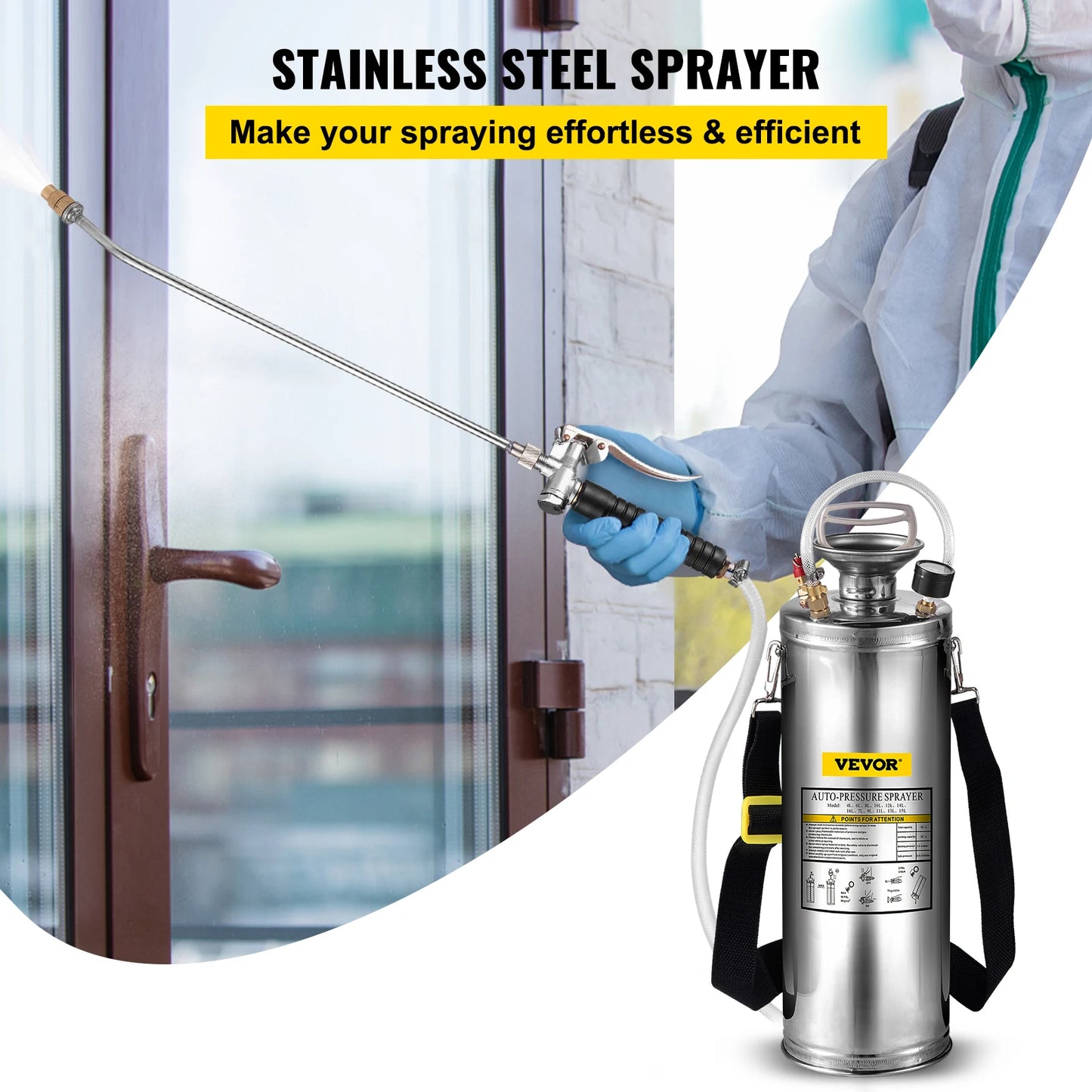 VEVOR Stainless Steel Hand Pump Sprayer for Garden and Cleaning