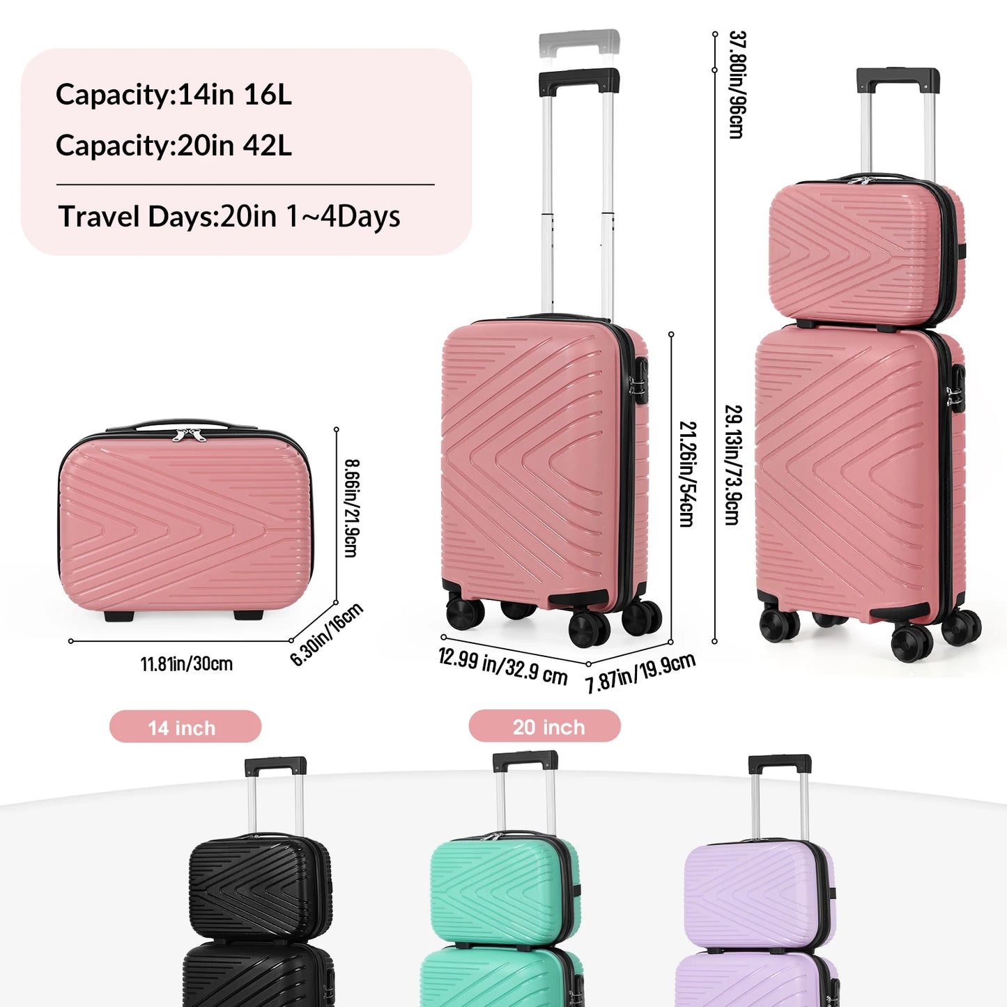 Captaintony Travel Luggage Hooks and Matching Suitcases Set