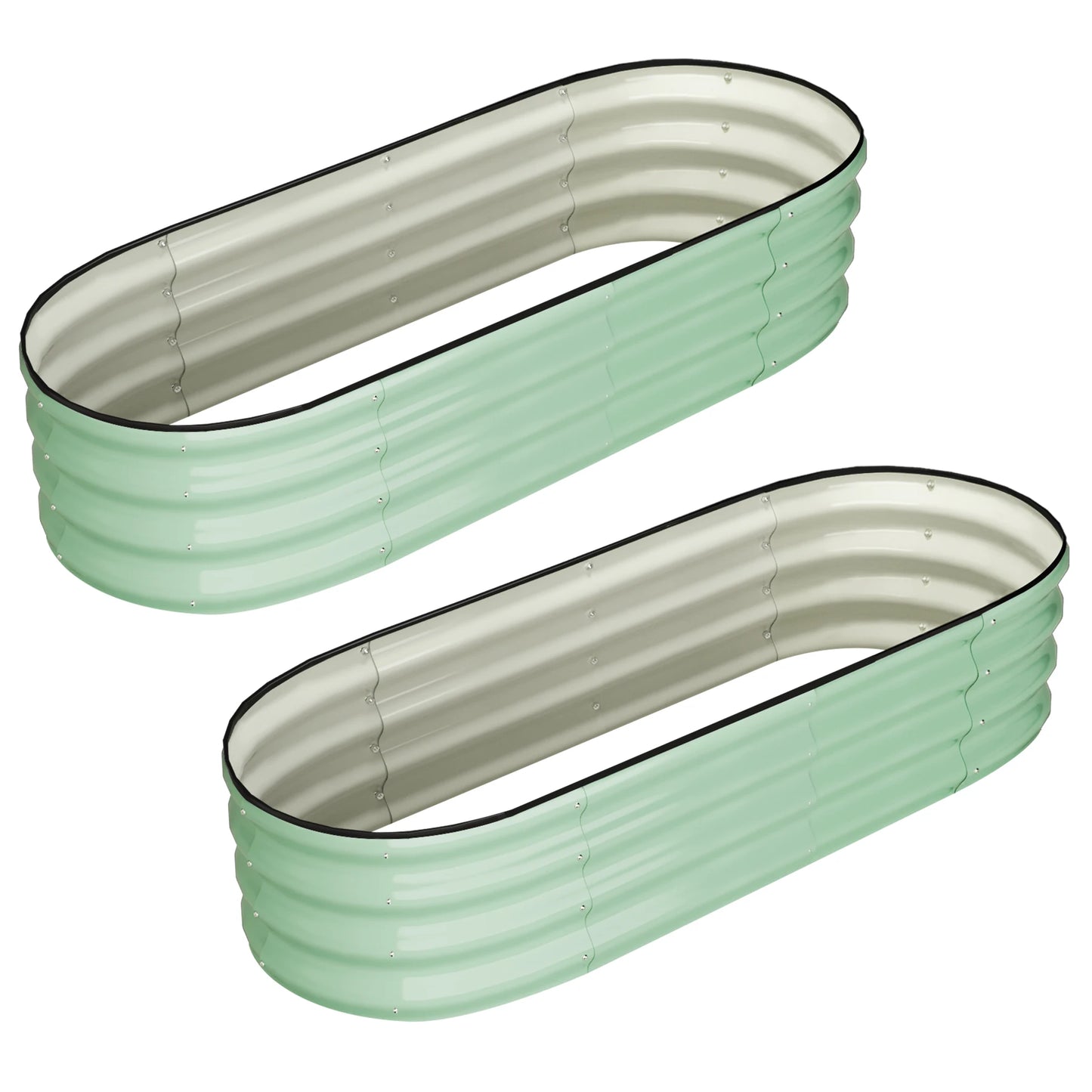 HiMISS Oval Galvanized Raised Garden Bed Set