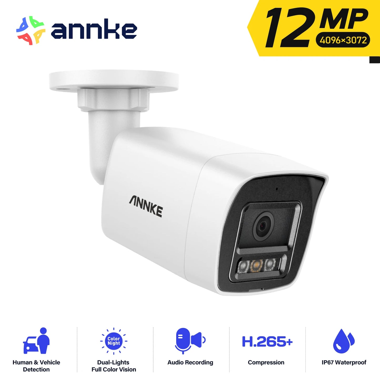 ANNKE 12MP 3K Outdoor PoE Security Camera With Dual Light