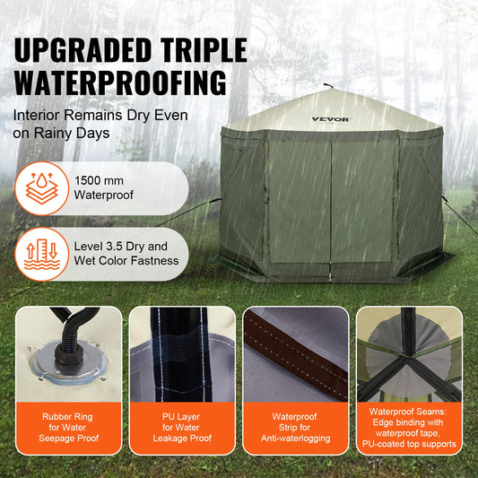 SucceBuy Pop Up Gazebo Tent Six-Sided Canopy Sun Shelter
