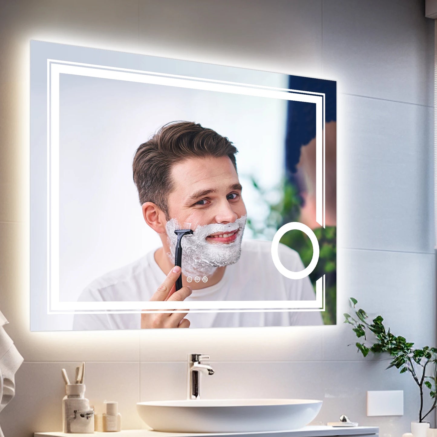 Wisfor LED Smart Bathroom Mirror with 3X Magnifier Backlit Anti-Fog
