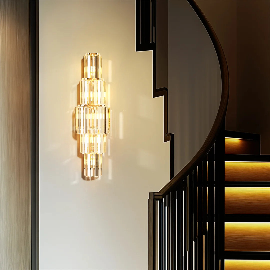 Modern 3 Layer Crystal Wall Sconce With E14 Led Corn Bulbs And Dimmable Function